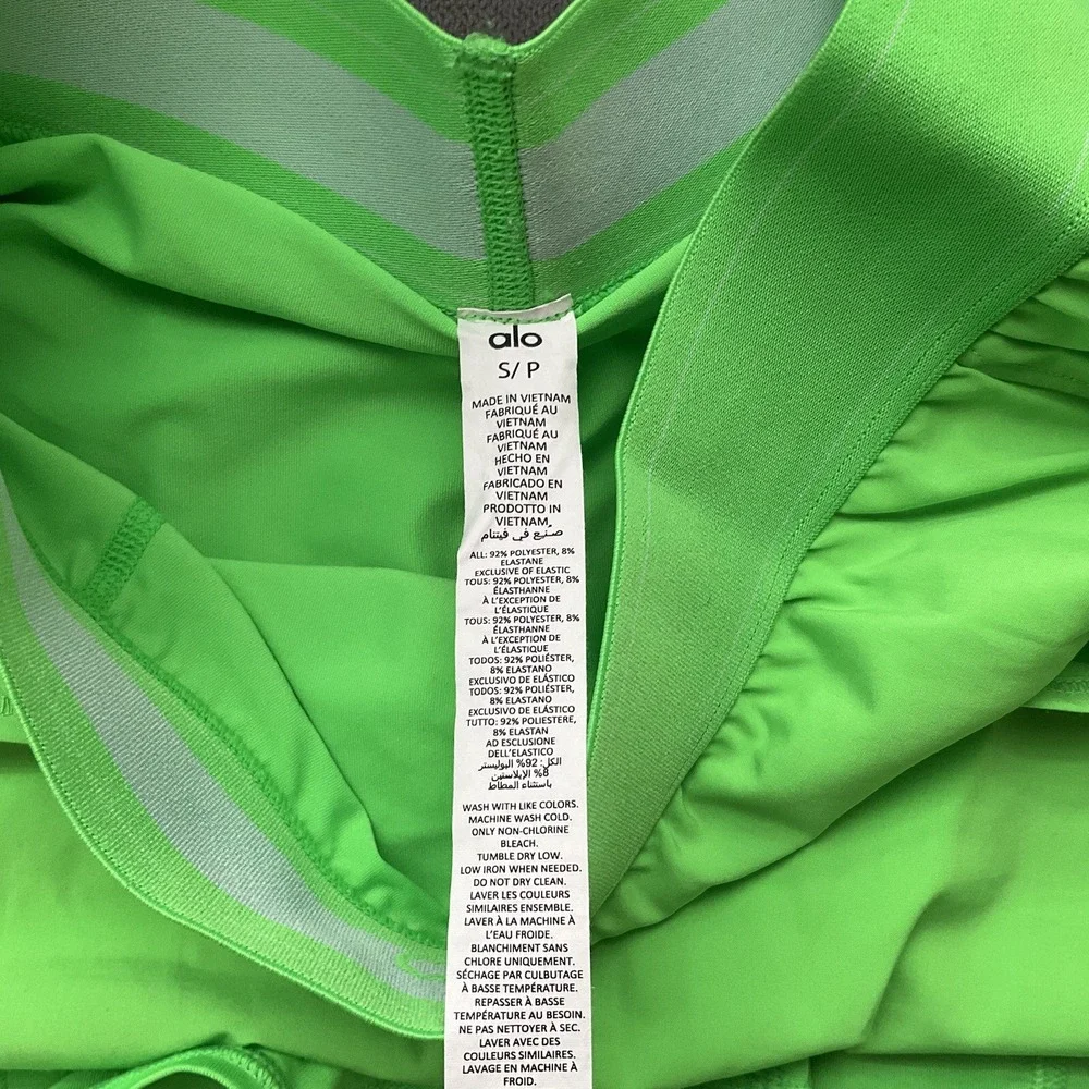 Alo Match Point Tennis Skirt Green Glow S